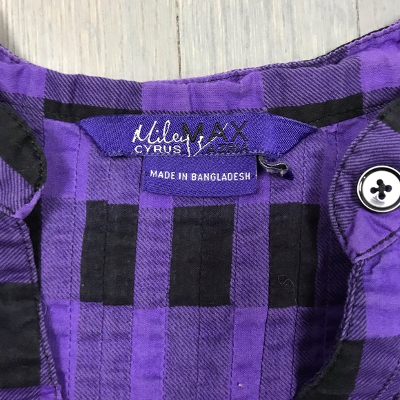 Miley Cyrus Max Azria Plaid Henley 3/4 Sleeve Top - Picture 2 of 8